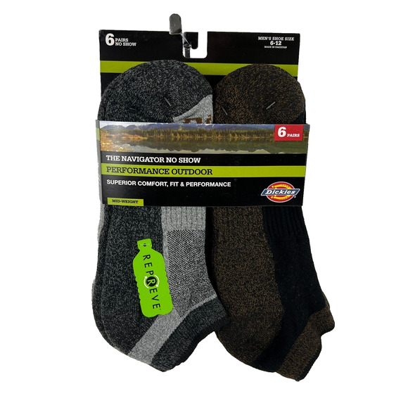 NEW Dickies Men Performance-Outdoor No-Show Socks 6 Pairs Sz 6-12 Black Assorted - Picture 10 of 16